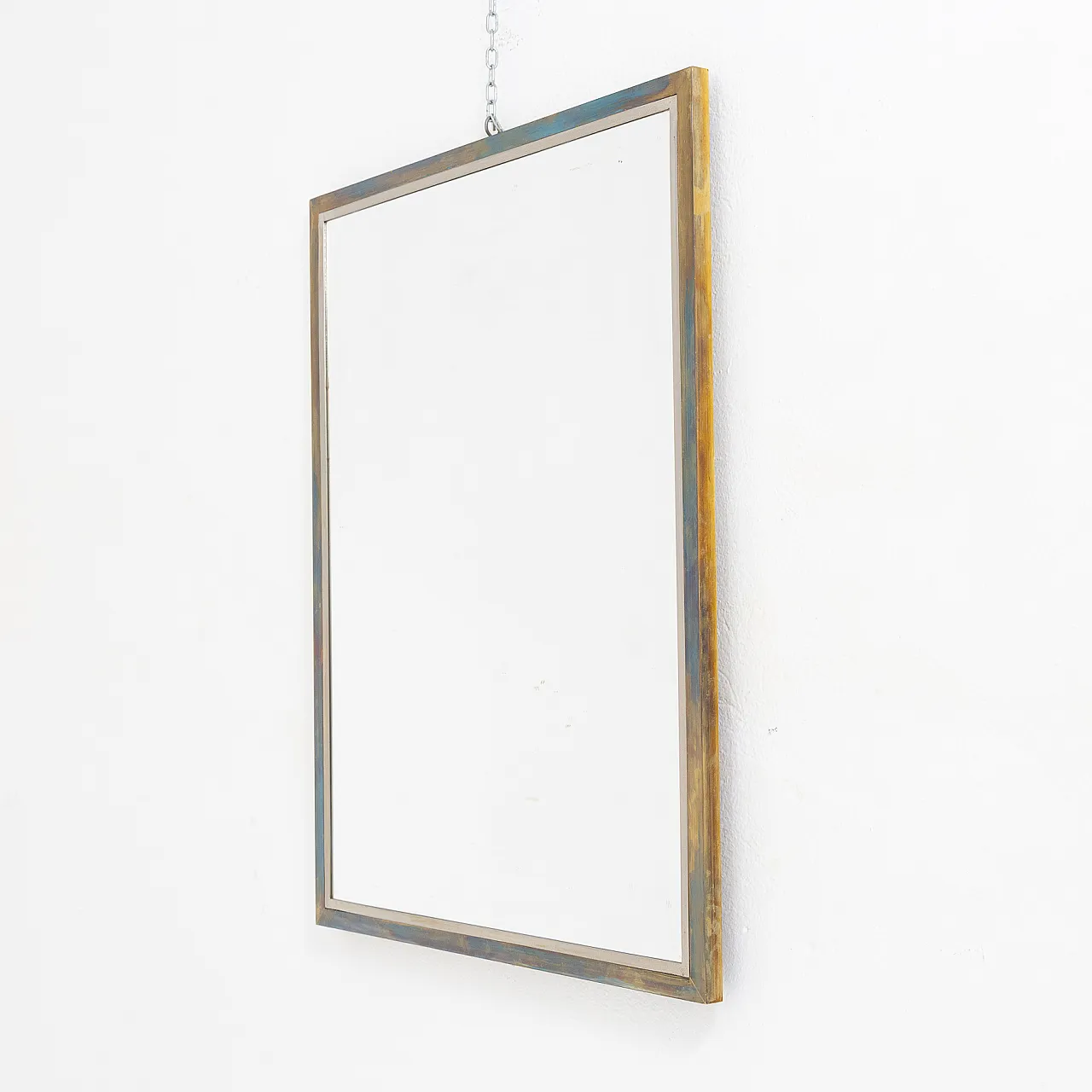 Specchio con cornice in ottone, anni '80 6