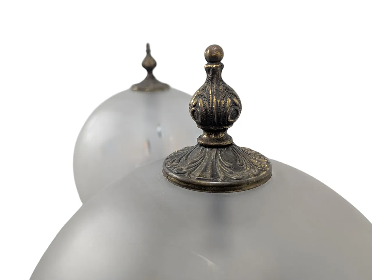 Coppia di lampade da tavolo in ottone e vetro anni 60 3