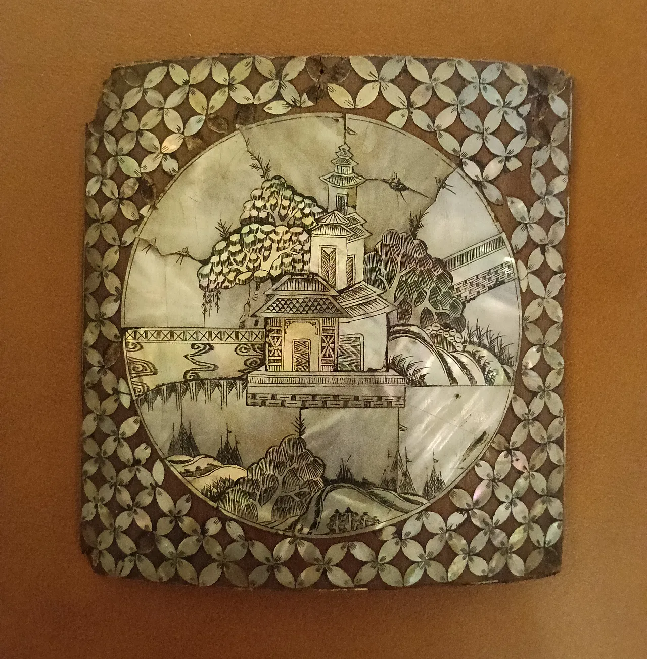 Arte cinese , formella "il Tempio", primo '900 1