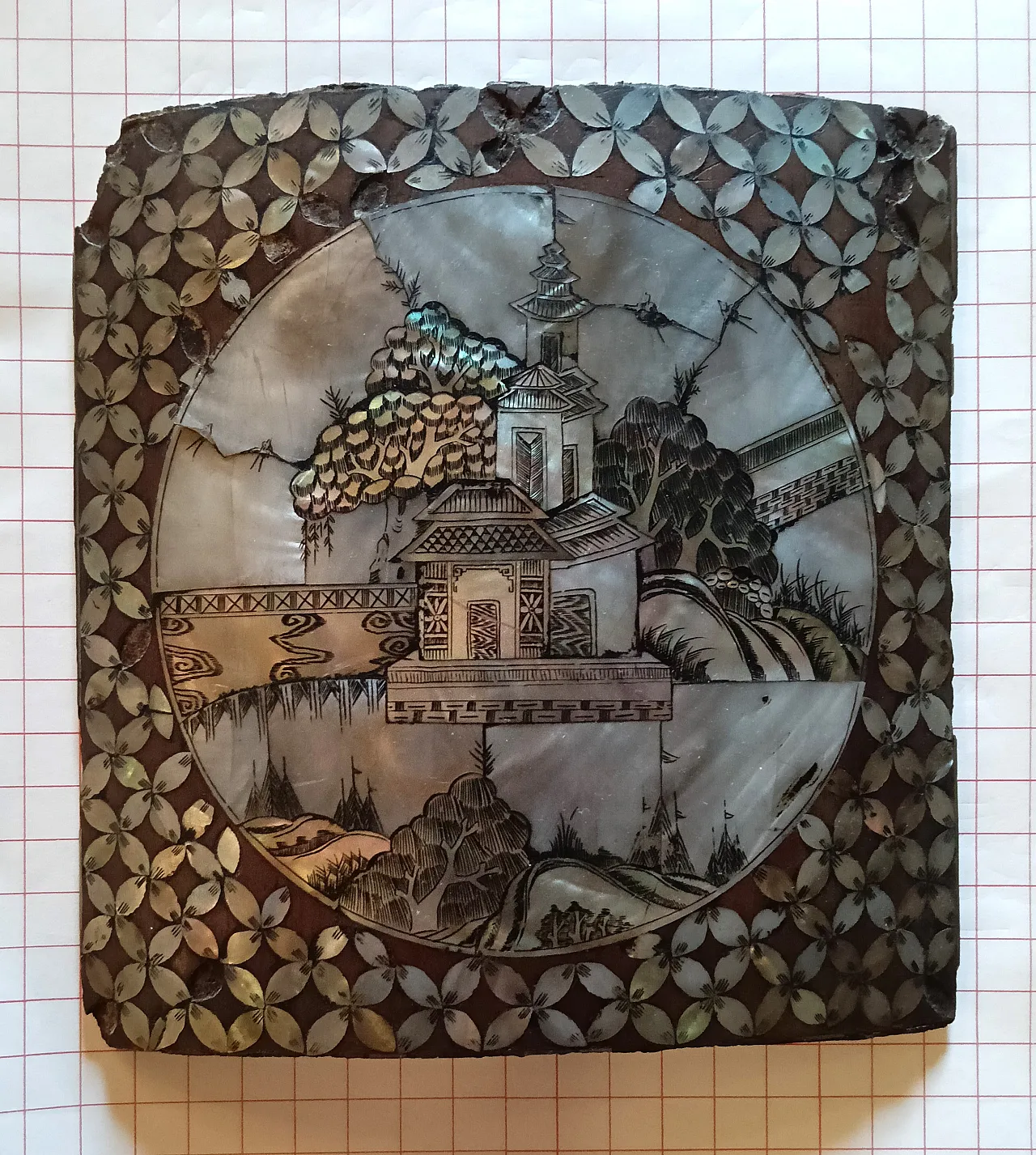 Arte cinese , formella "il Tempio", primo '900 2