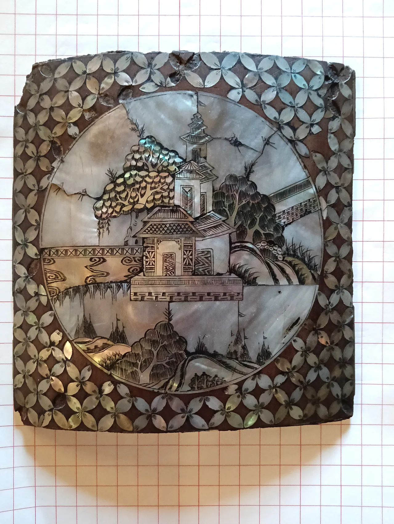 Arte cinese , formella "il Tempio", primo '900 4