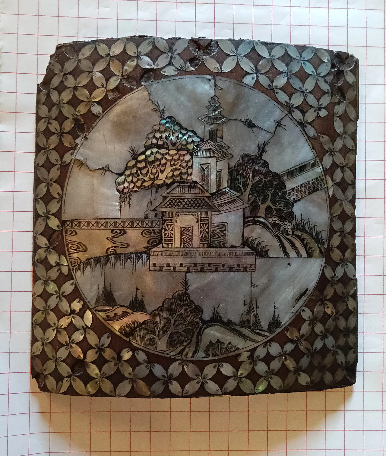 Arte cinese , formella "il Tempio", primo '900 5