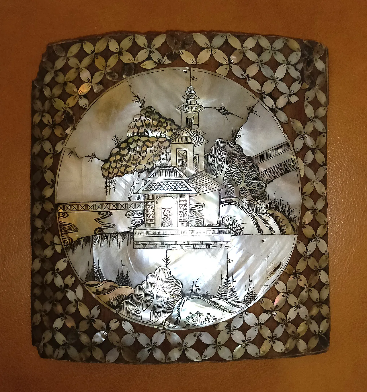 Arte cinese , formella "il Tempio", primo '900 7