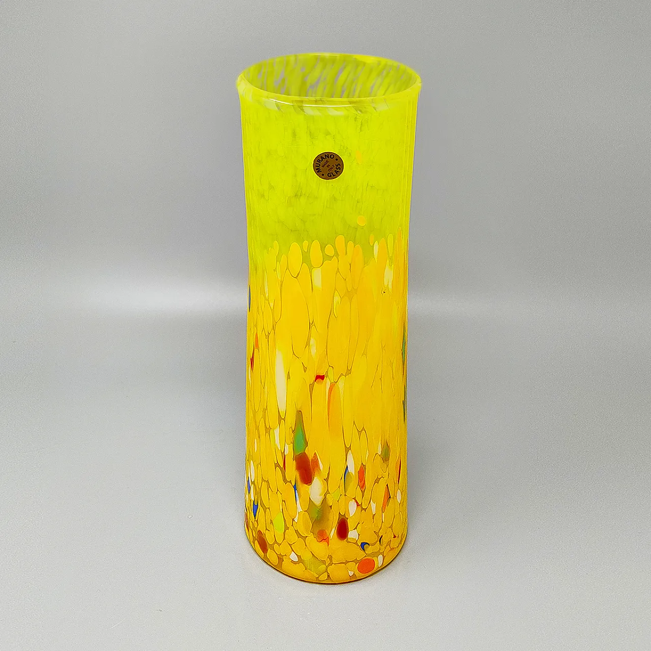 Yellow Handrafted Vase in Murano Glass by Maestro del Vetro, 1970s 2