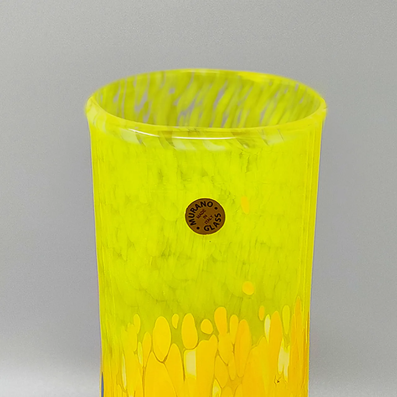 Yellow Handrafted Vase in Murano Glass by Maestro del Vetro, 1970s 5