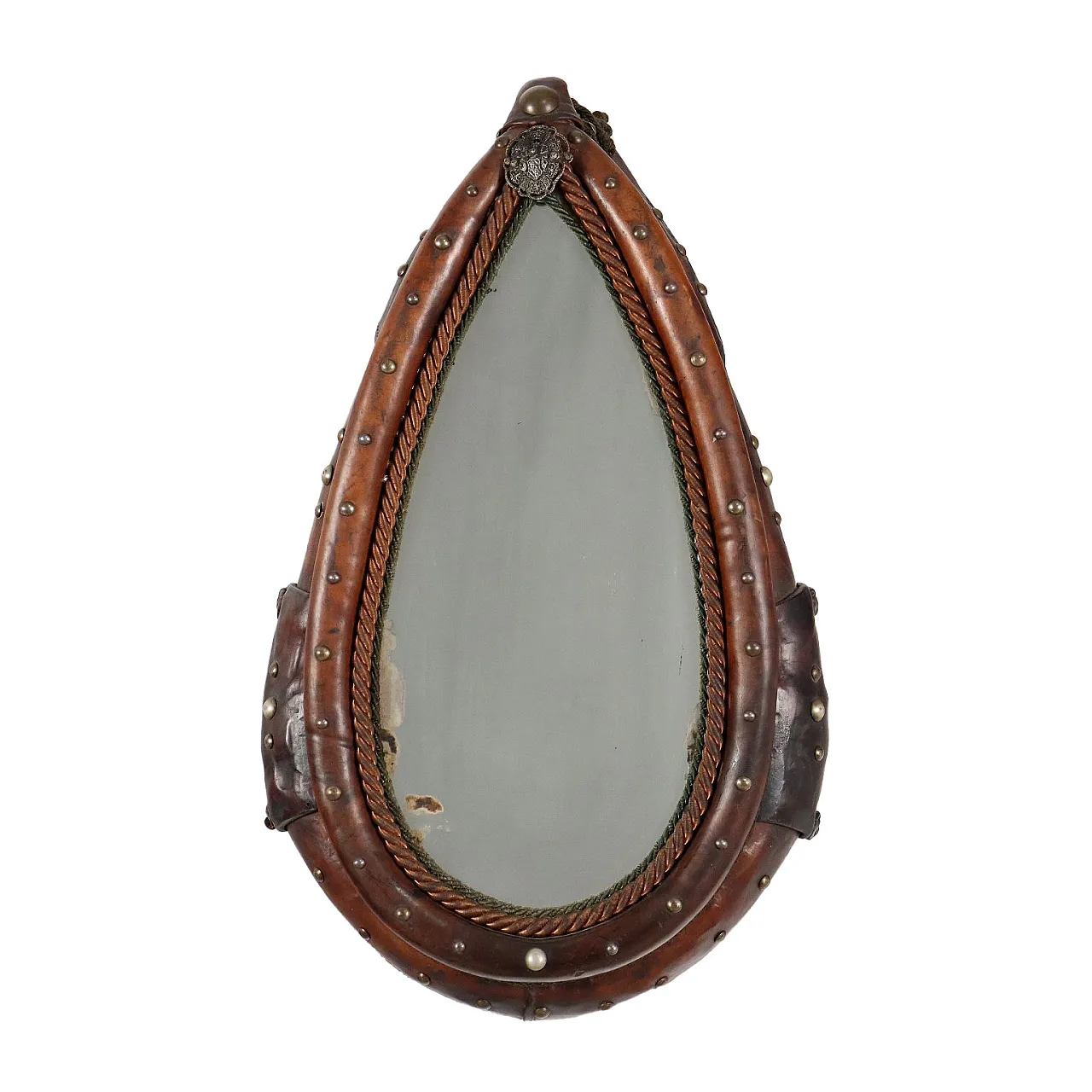 Mirror inside a leather riding saddle with studs 1