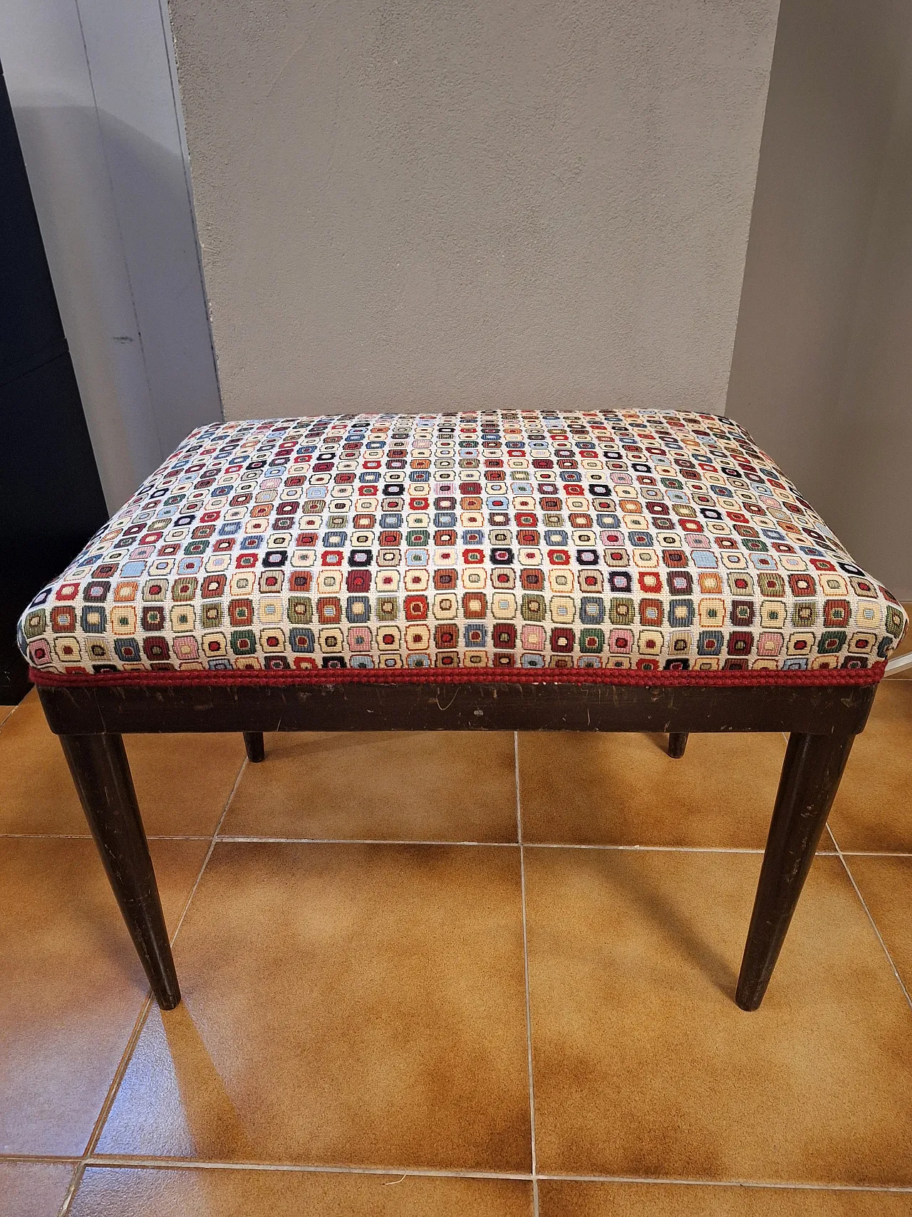 Upholstered and covered stool, 1950s 11