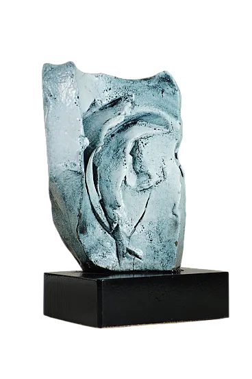 Scultura d'arte astratta in ceramica di Giuseppe Rossicone, anni '70