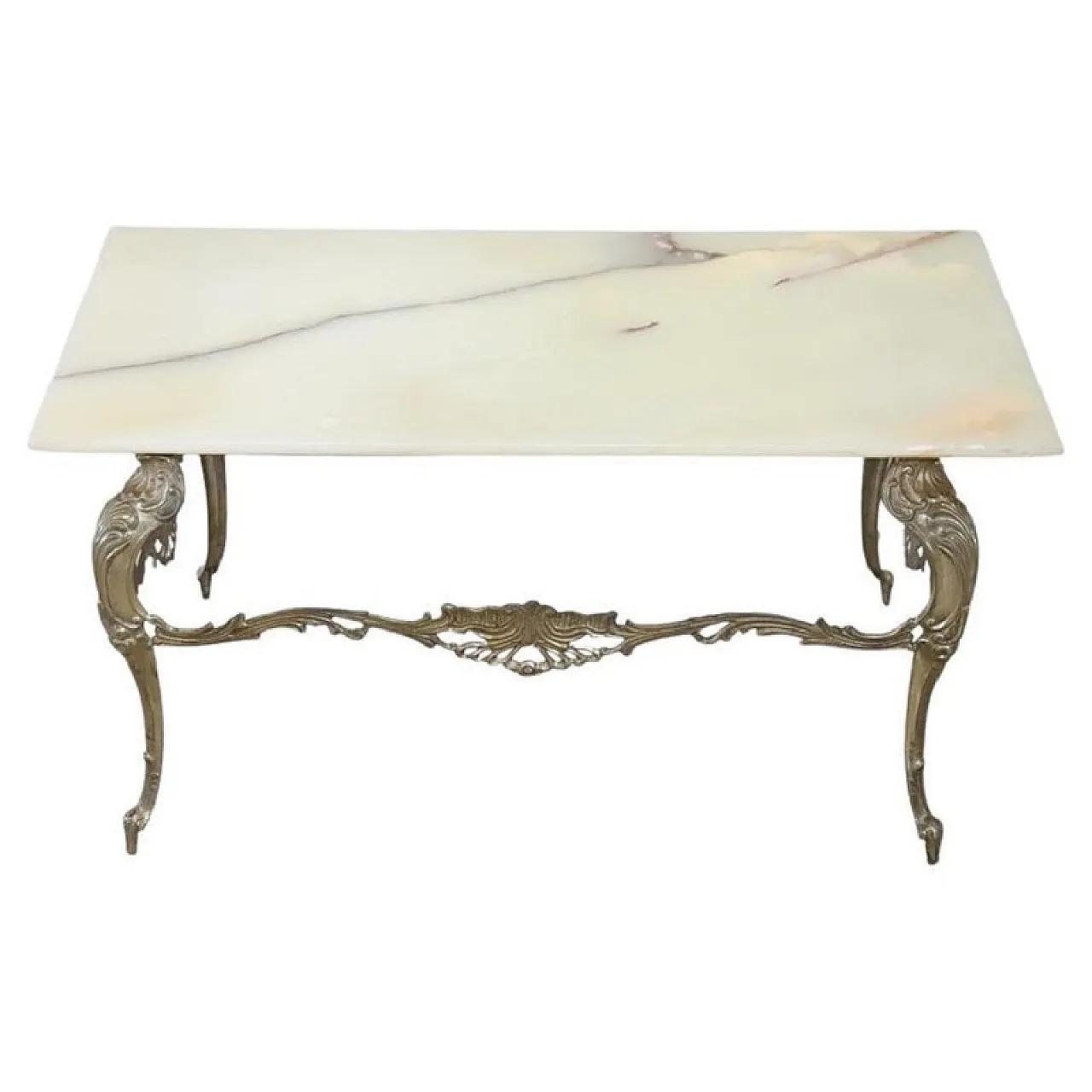 Tavolino da salotto in bronzo e onice, 1970 1