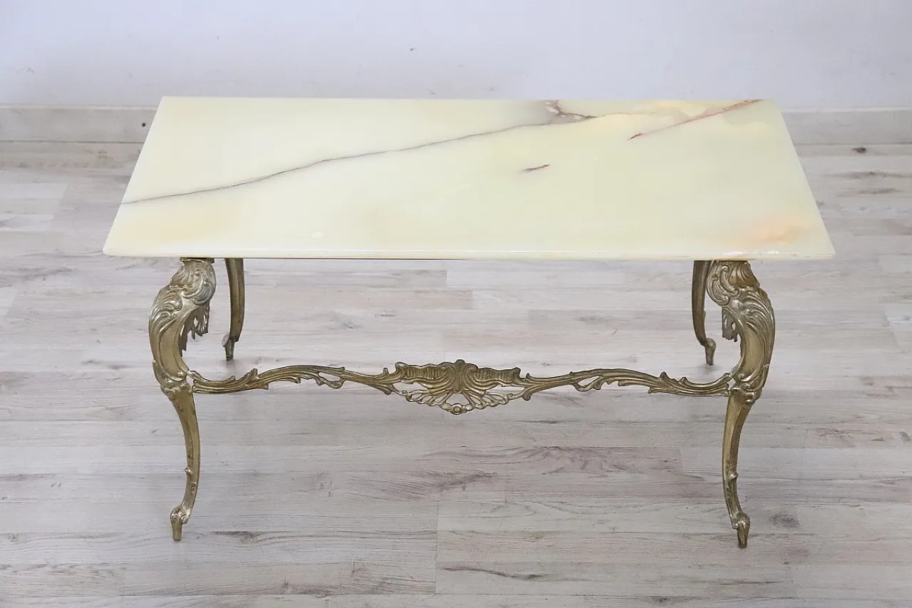 Tavolino da salotto in bronzo e onice, 1970 2