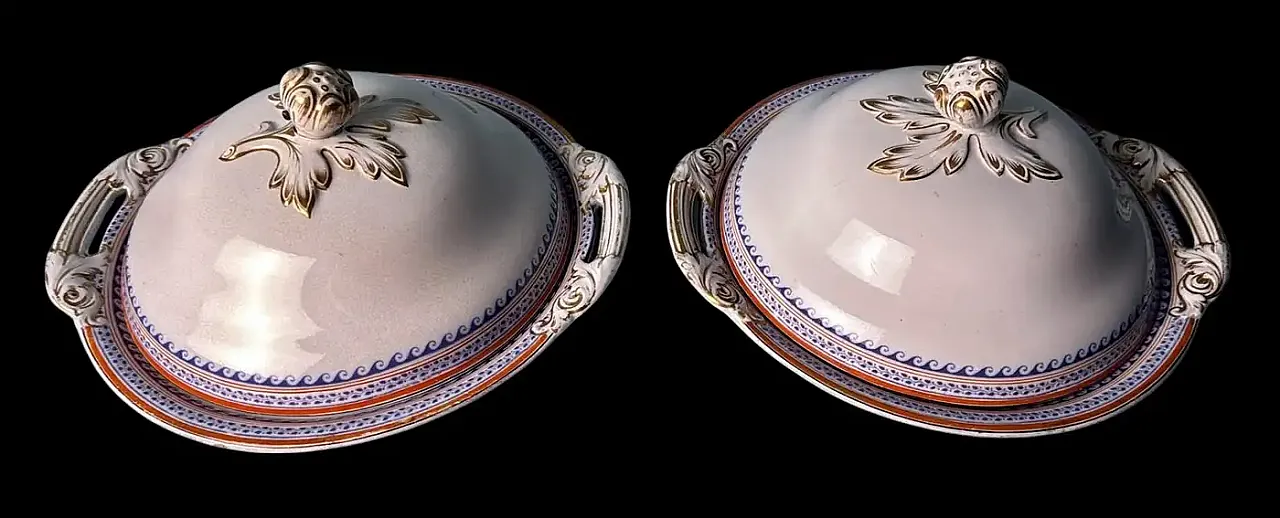 Coppia di zuppiere in porcellana inglese vittoriana, metà '800 2
