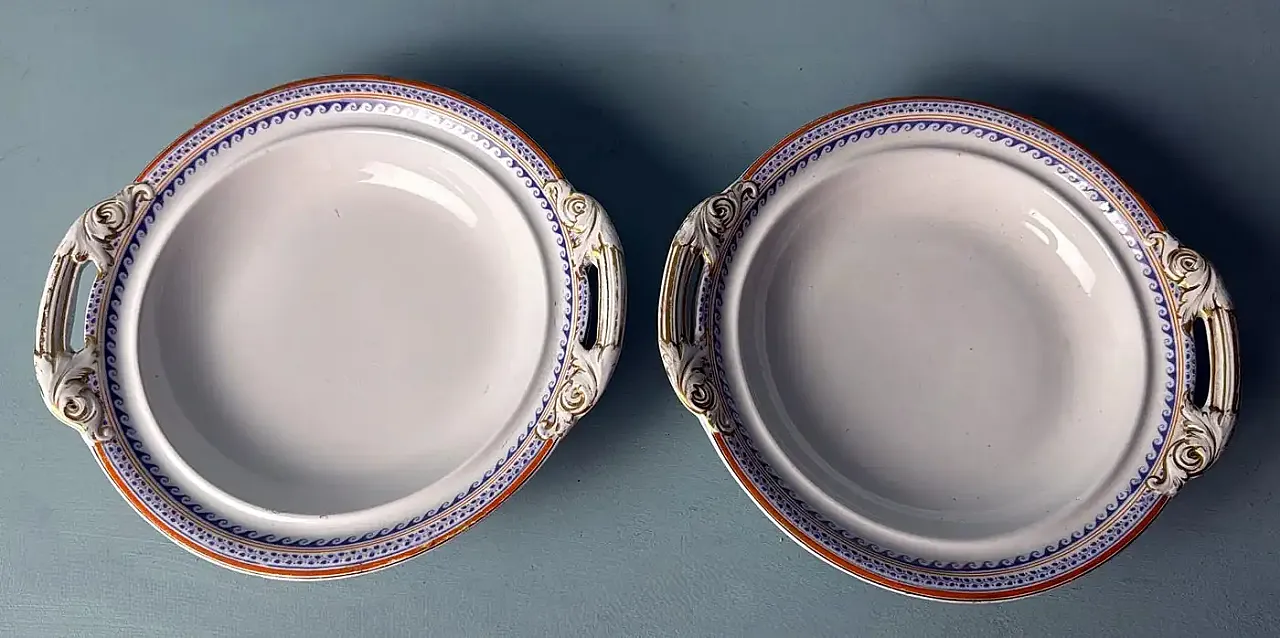 Coppia di zuppiere in porcellana inglese vittoriana, metà '800 5