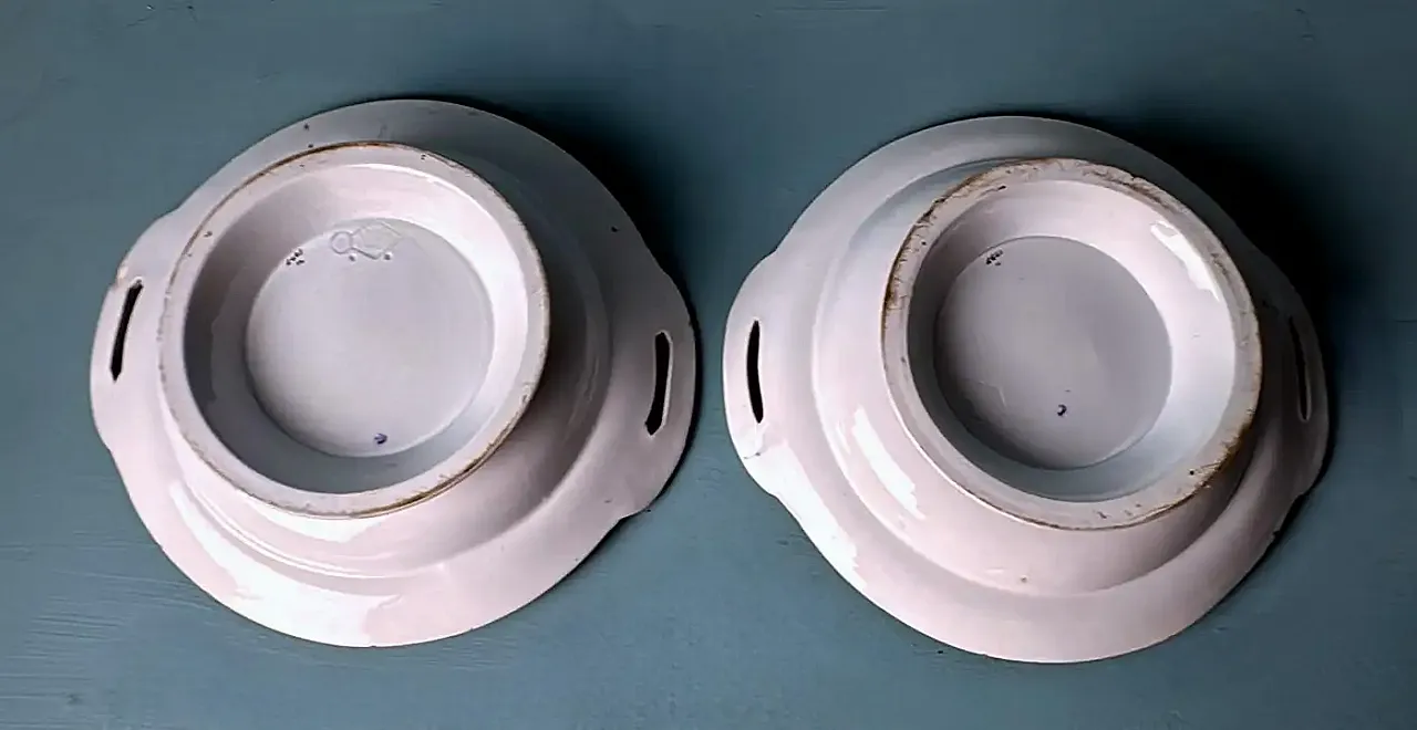 Coppia di zuppiere in porcellana inglese vittoriana, metà '800 6