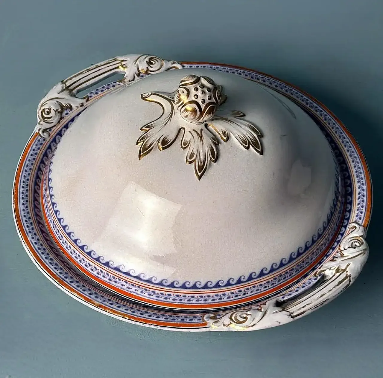 Coppia di zuppiere in porcellana inglese vittoriana, metà '800 8