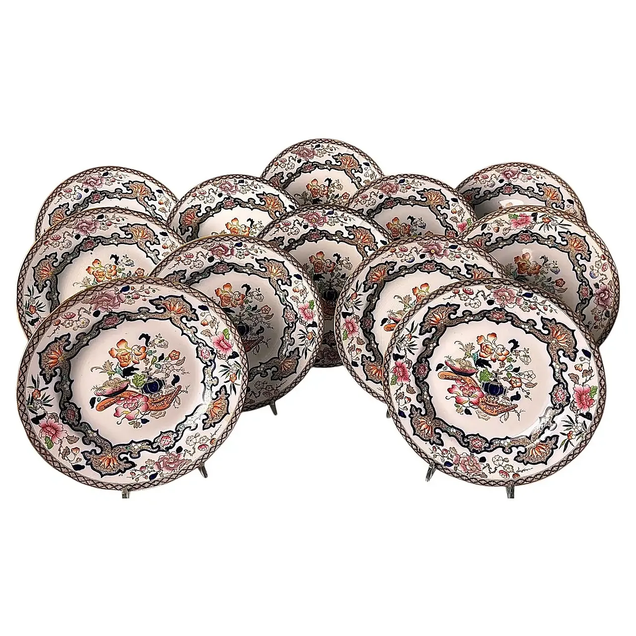12 hand-painted English serving dishes, early 20th century 1