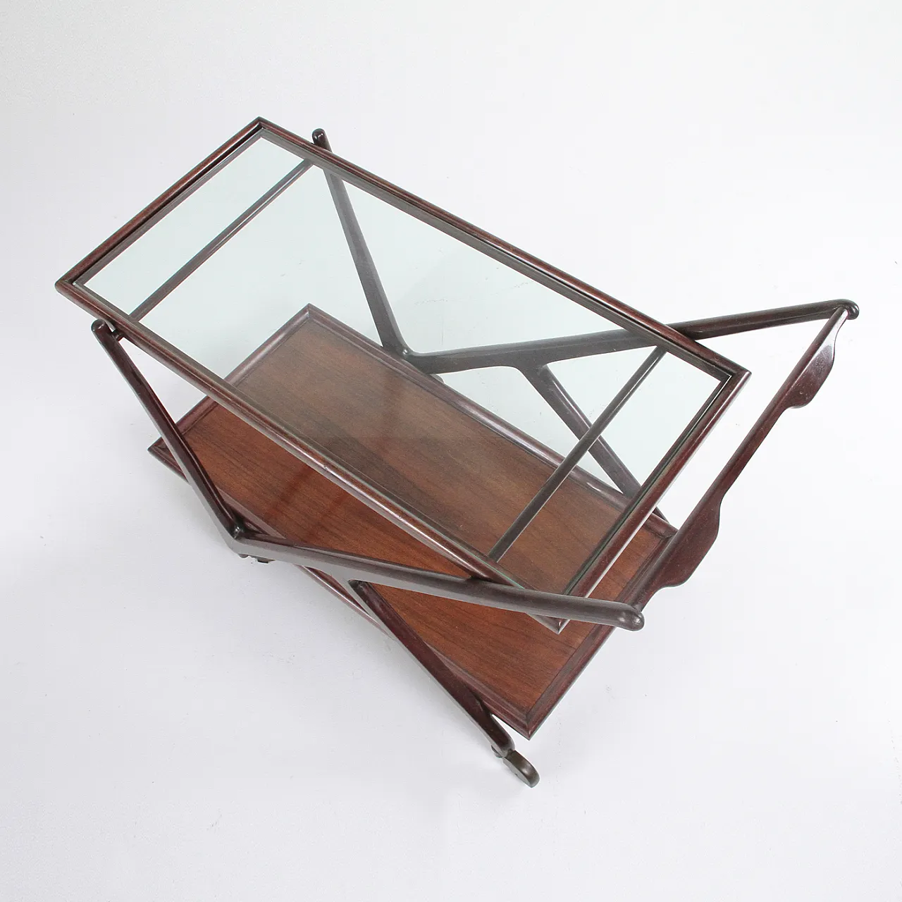 Wood and glass bar cart, 1950s 4