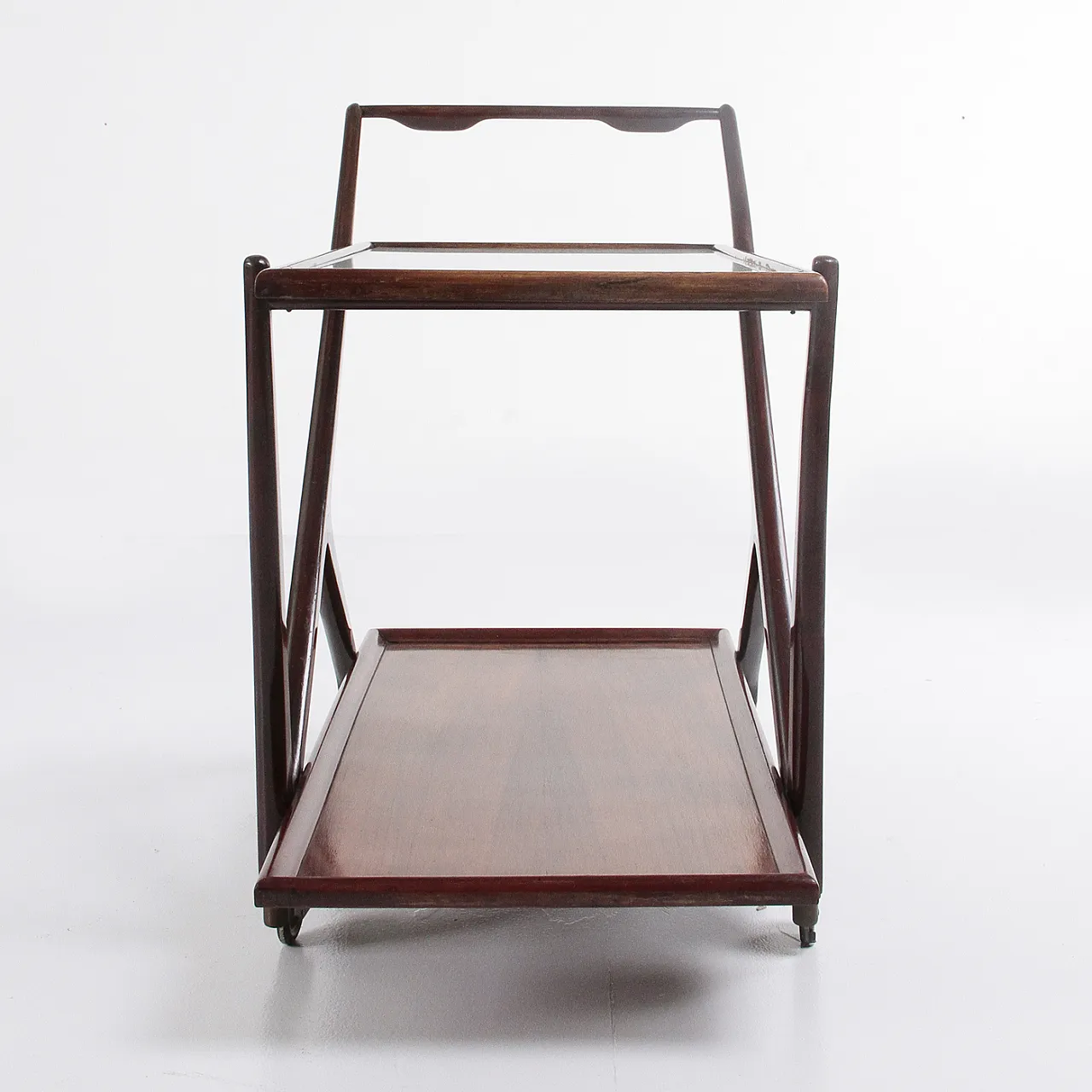 Wood and glass bar cart, 1950s 7