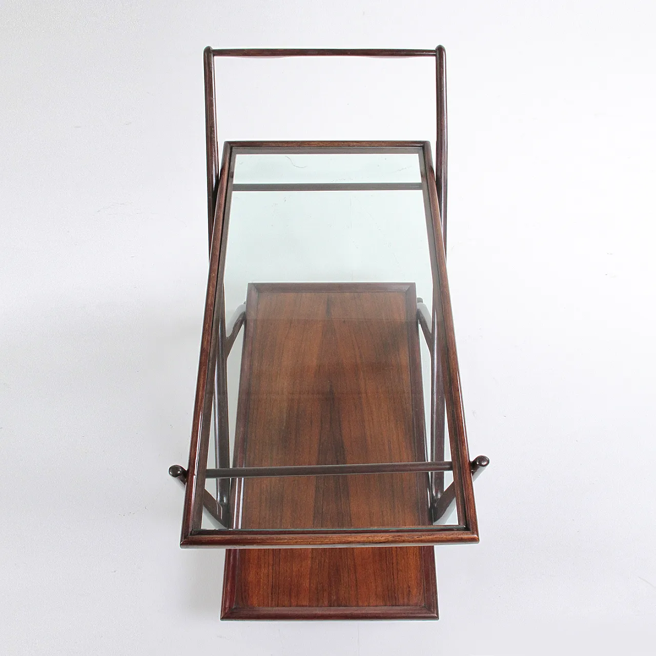 Wood and glass bar cart, 1950s 8