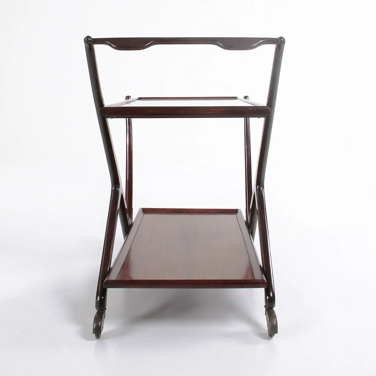 Wood and glass bar cart, 1950s 11