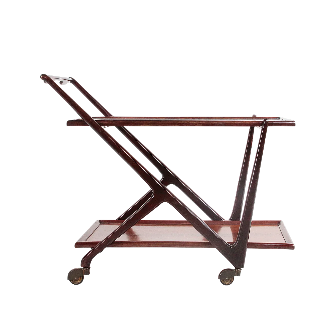 Wood and glass bar cart, 1950s 12