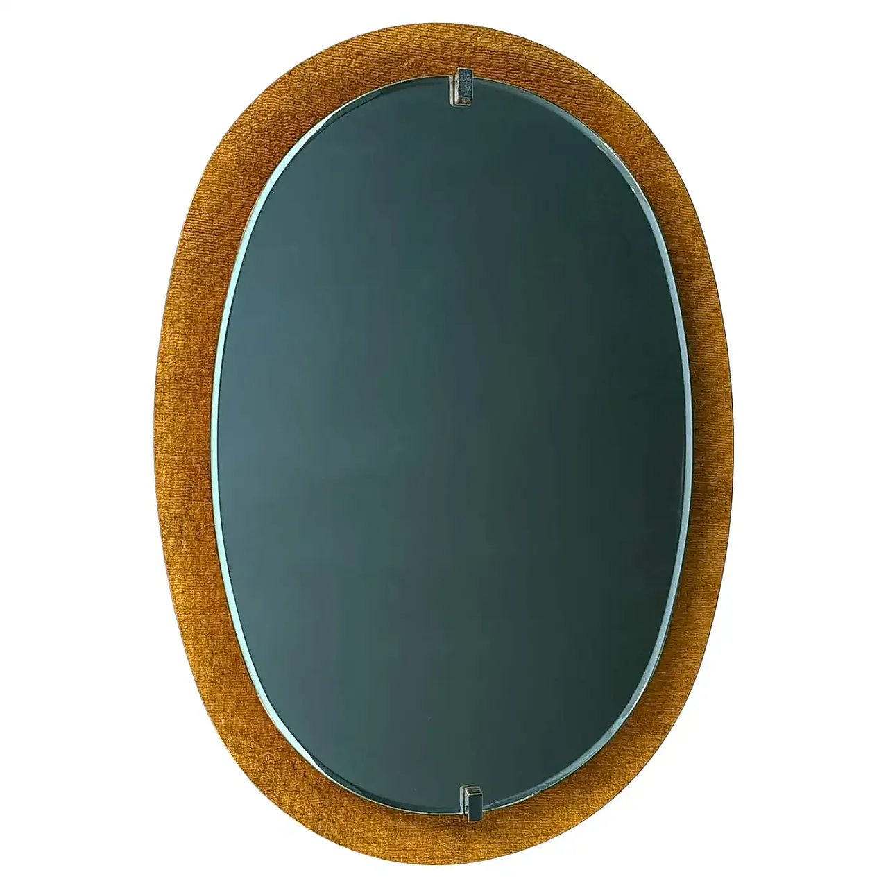 Oval stained glass mirror by Veca for Fontana Arte, 1970s 1