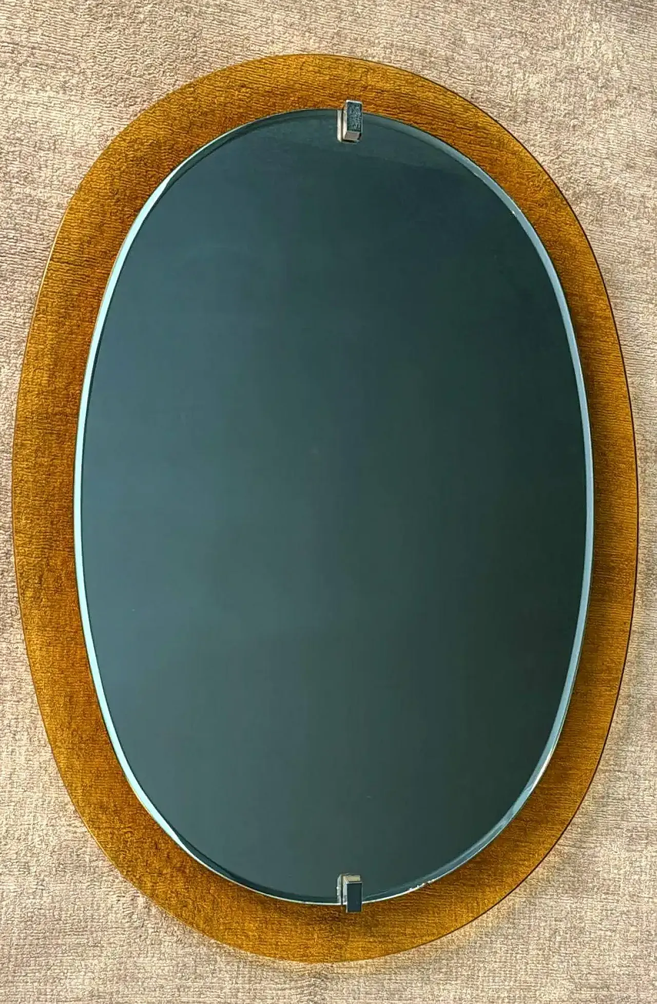 Oval stained glass mirror by Veca for Fontana Arte, 1970s 2