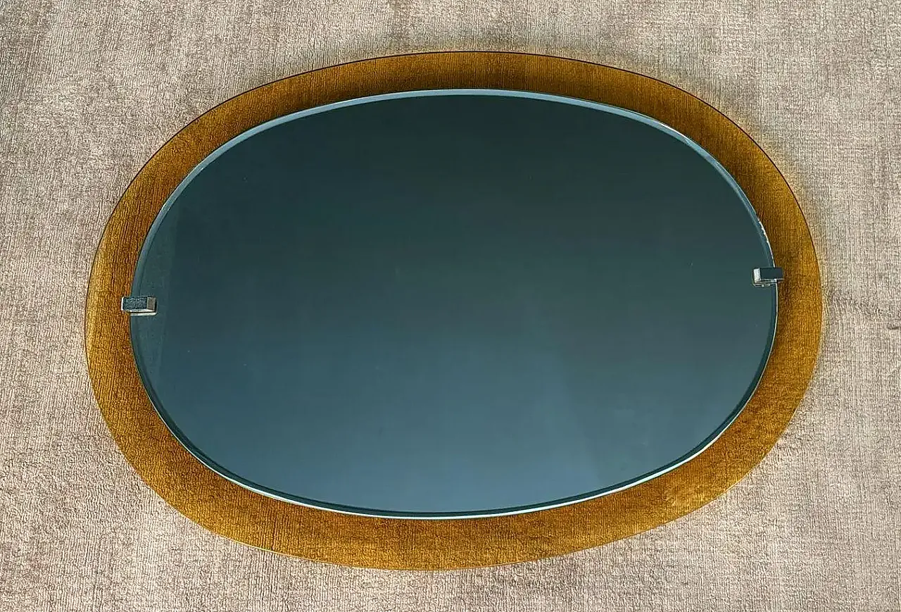 Oval stained glass mirror by Veca for Fontana Arte, 1970s 4