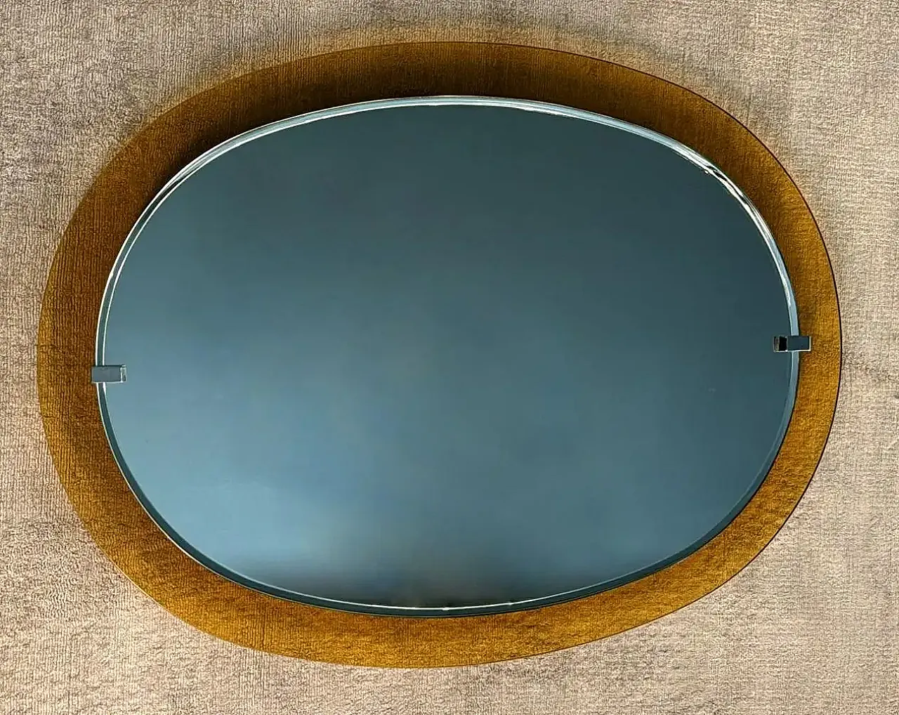 Oval stained glass mirror by Veca for Fontana Arte, 1970s 5