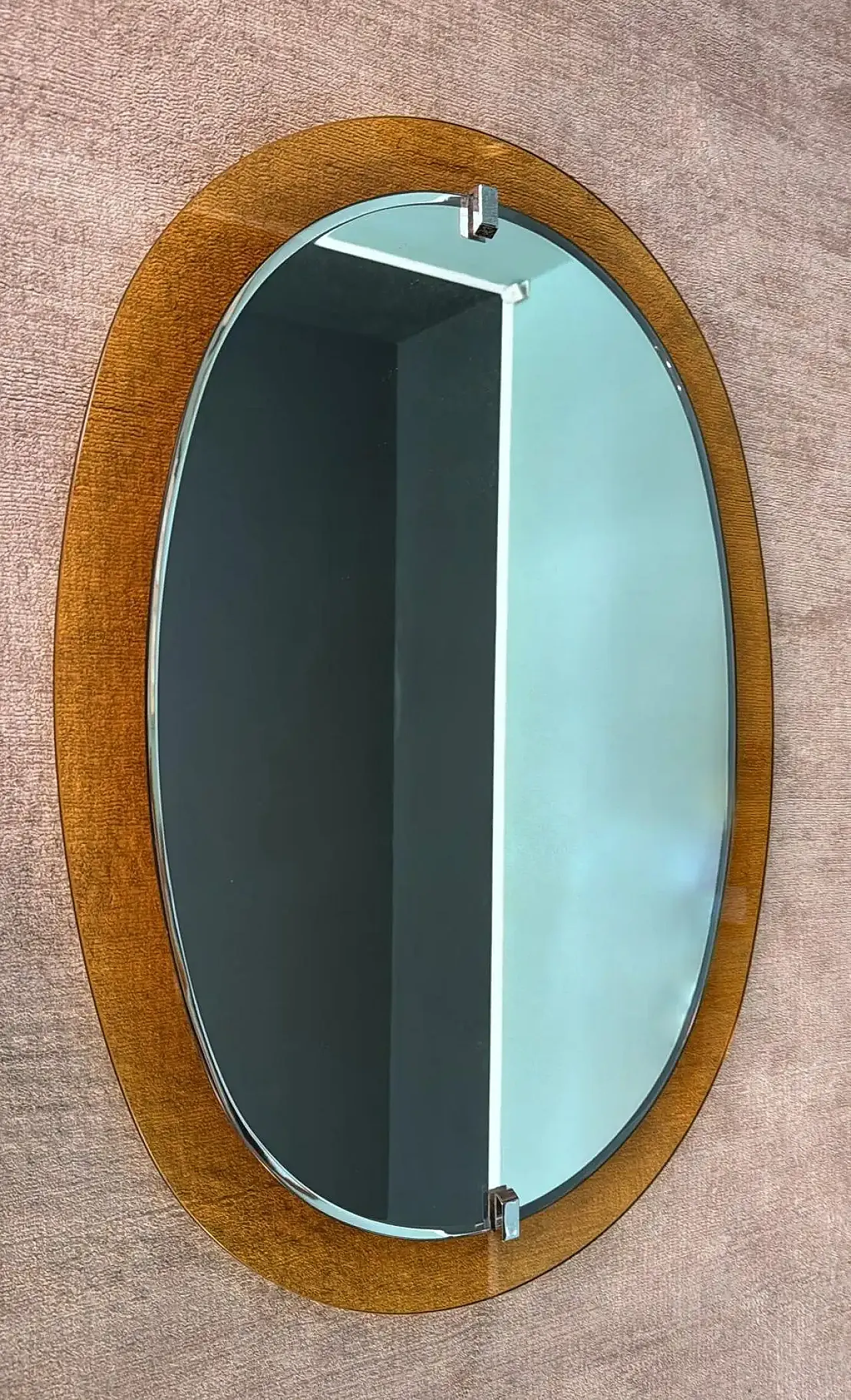 Oval stained glass mirror by Veca for Fontana Arte, 1970s 7