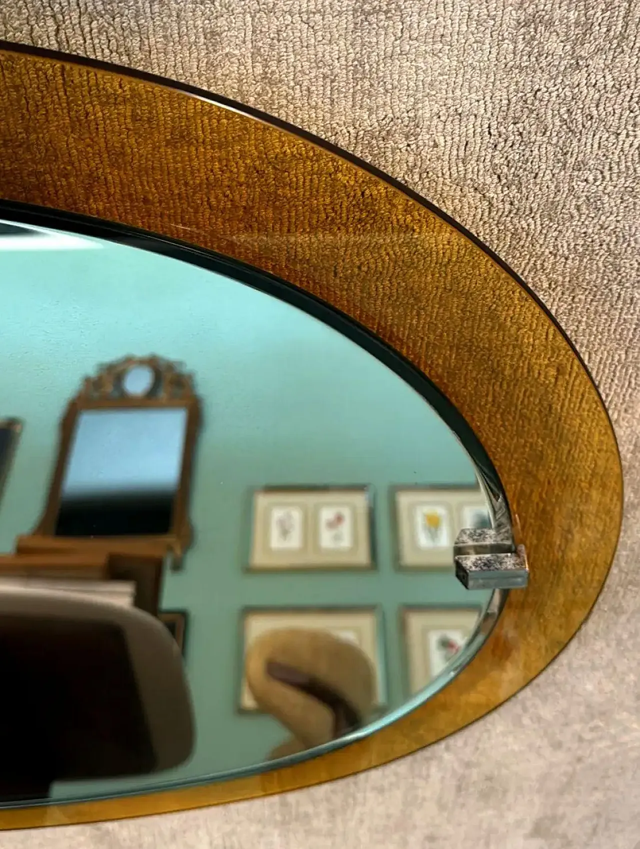 Oval stained glass mirror by Veca for Fontana Arte, 1970s 10