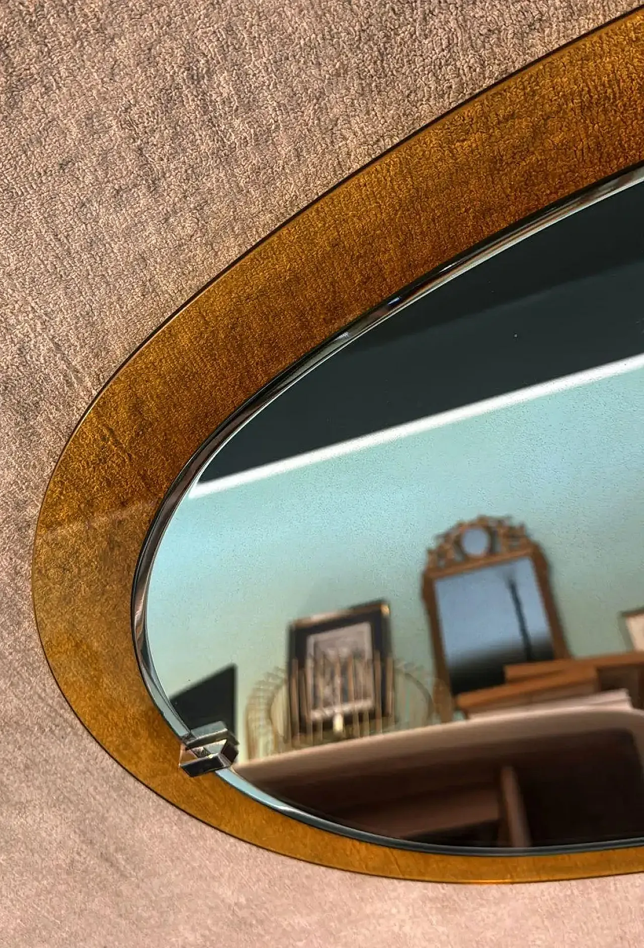 Oval stained glass mirror by Veca for Fontana Arte, 1970s 11