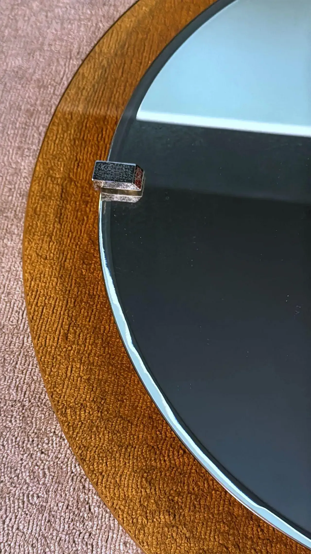 Oval stained glass mirror by Veca for Fontana Arte, 1970s 13