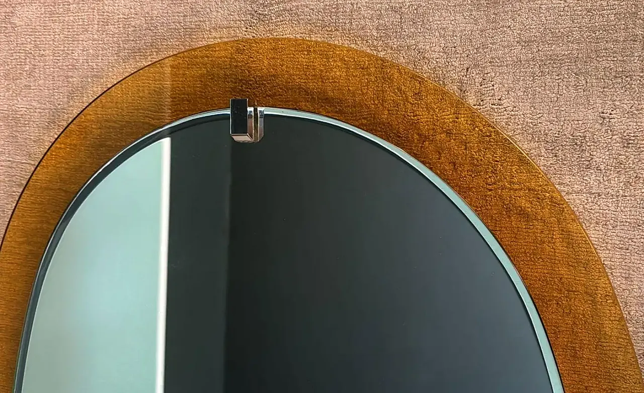 Oval stained glass mirror by Veca for Fontana Arte, 1970s 16