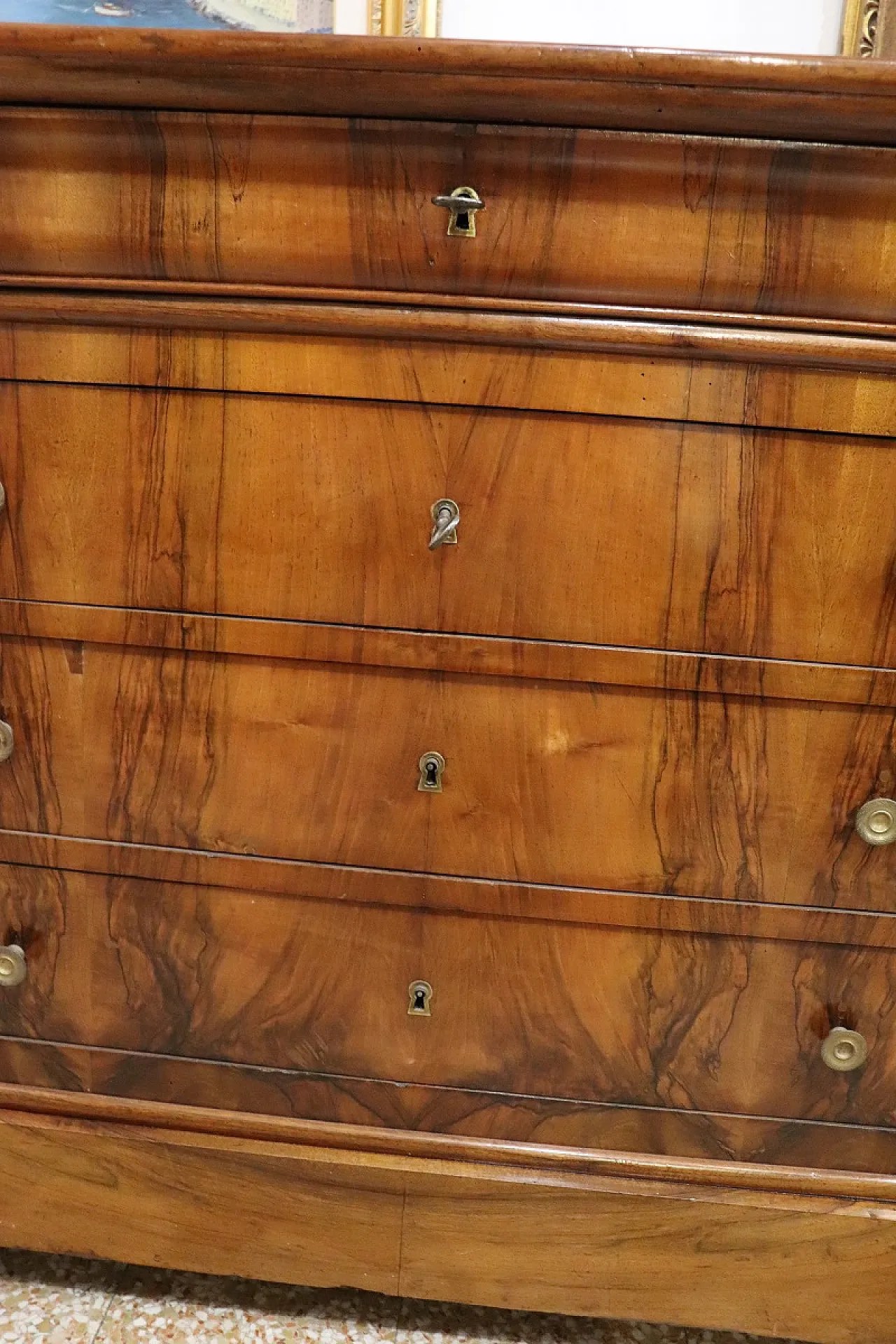 Comò antico in noce restaurato, metà '800 7