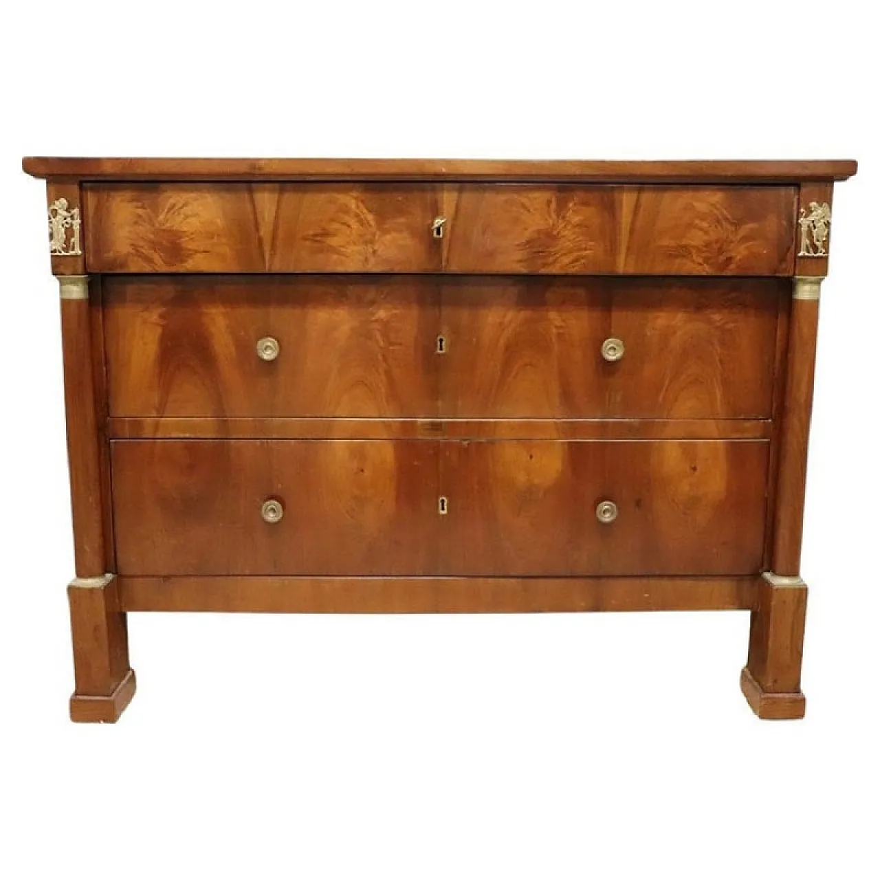 Cassettone antico in noce restaurato, inizi '800, con segreto 1