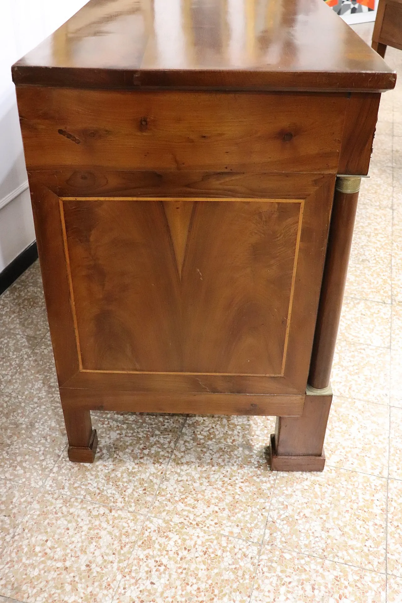 Cassettone antico in noce restaurato, inizi '800, con segreto 4