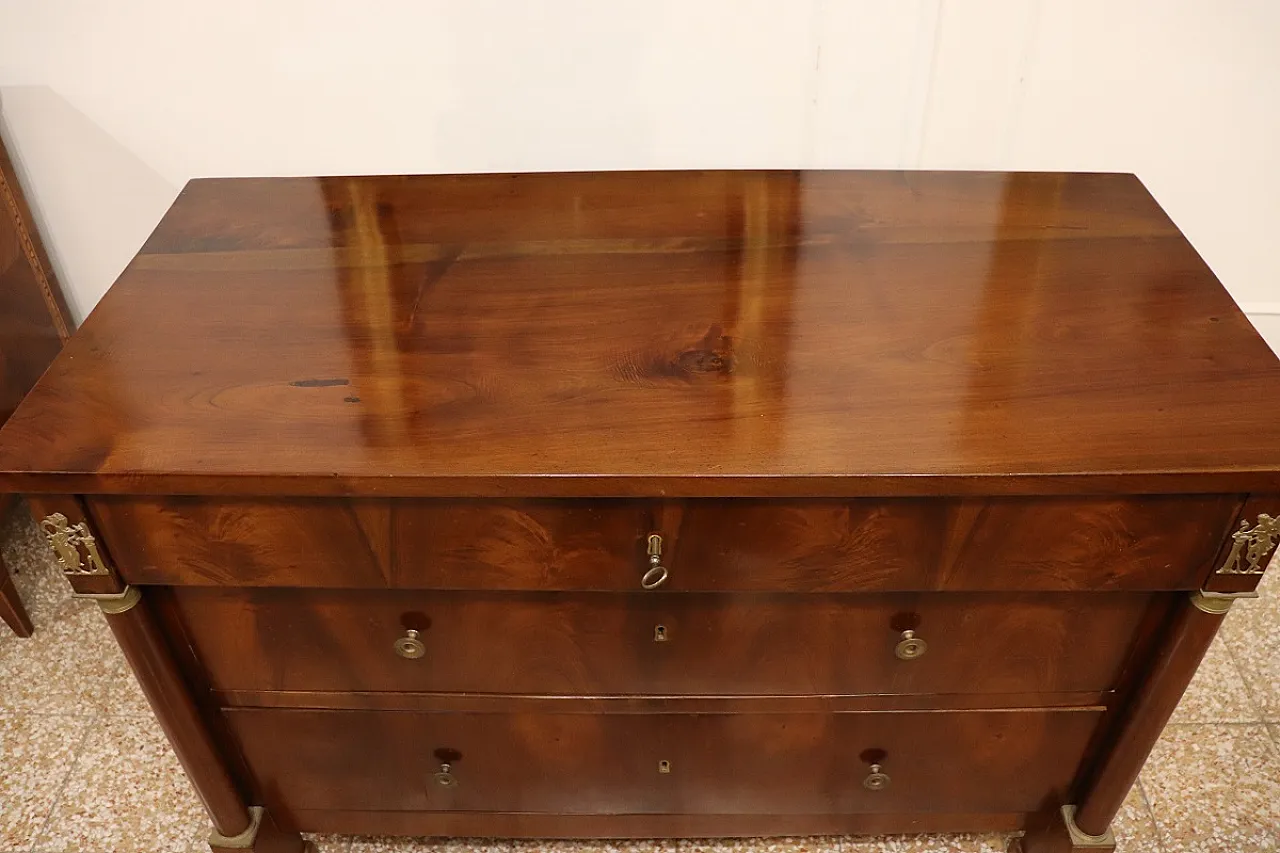 Cassettone antico in noce restaurato, inizi '800, con segreto 5