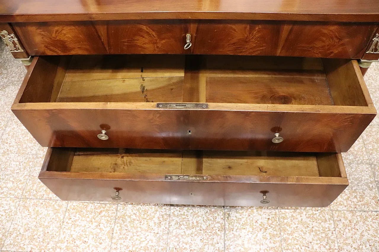 Cassettone antico in noce restaurato, inizi '800, con segreto 8