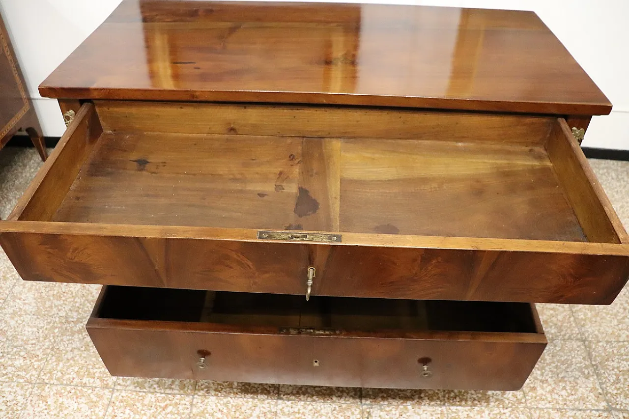 Cassettone antico in noce restaurato, inizi '800, con segreto 9