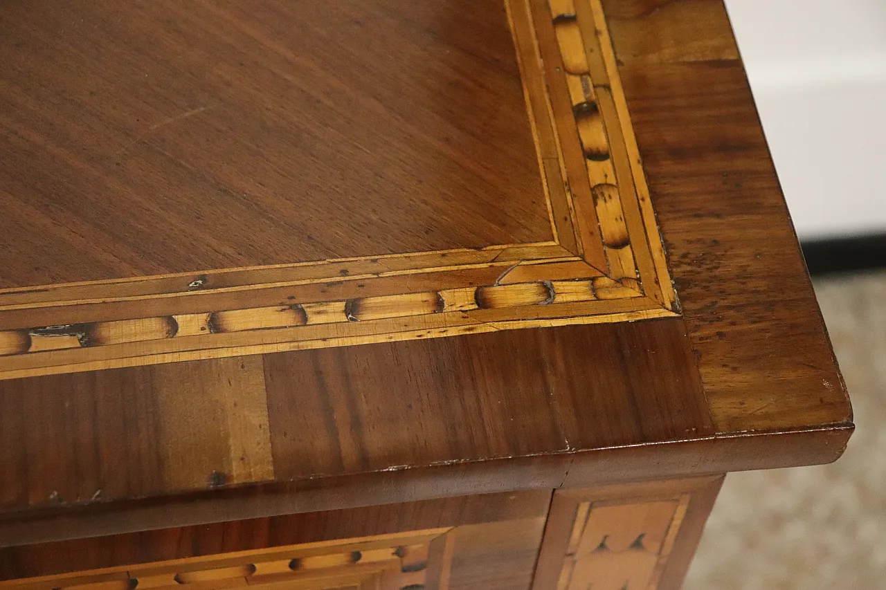 Antico cassettone in noce intarsiato restaurato, '700 7