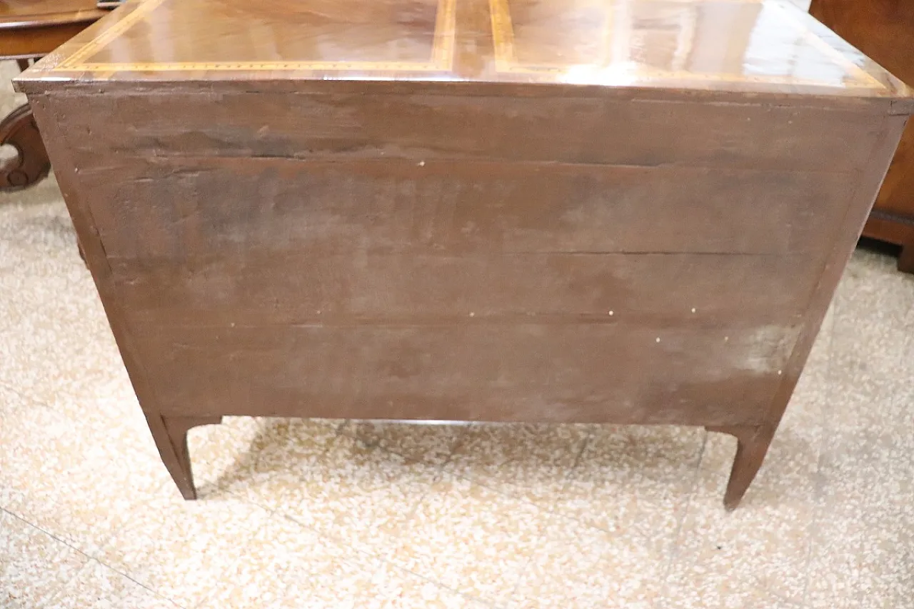 Antico cassettone in noce intarsiato restaurato, '700 13