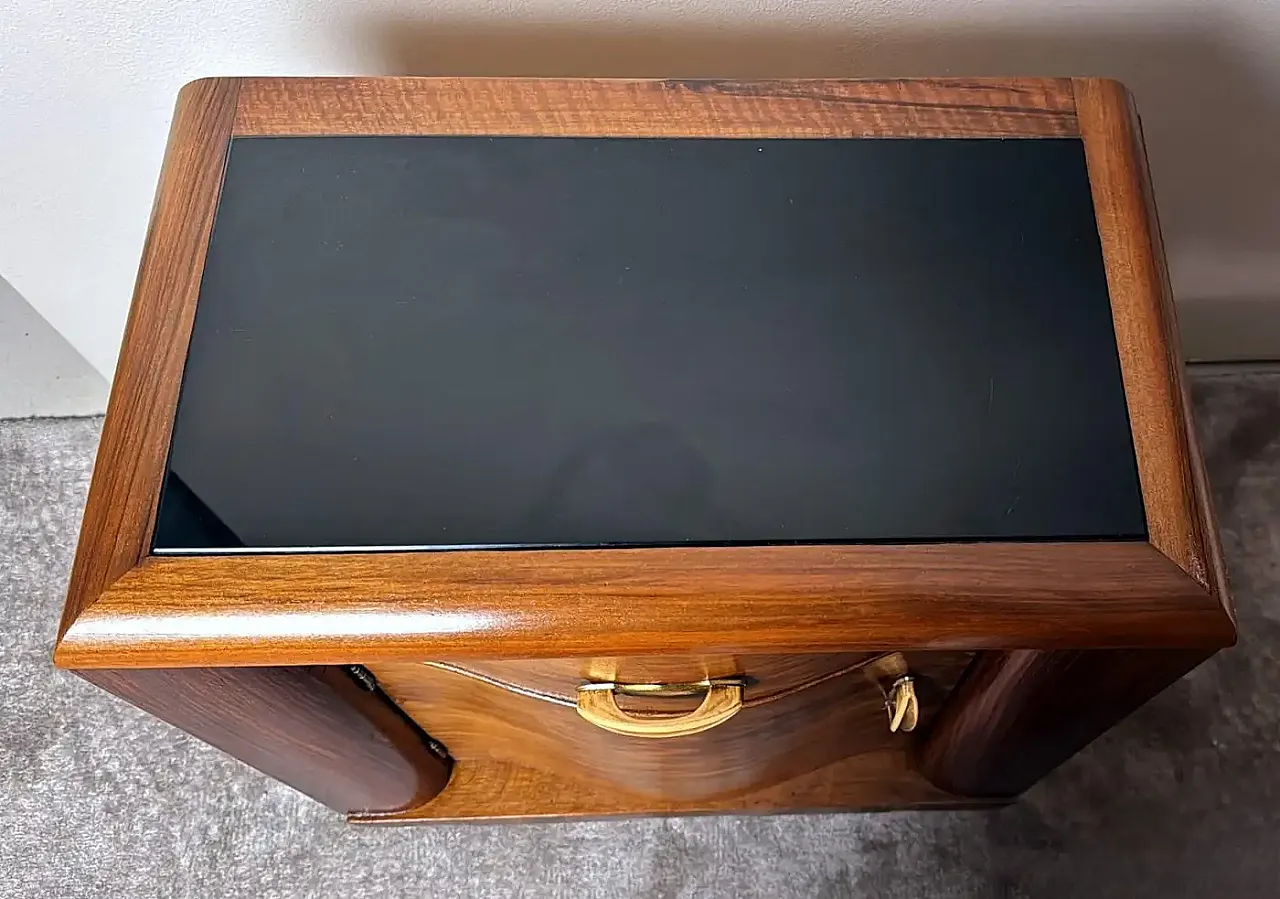 Pair of Art Deco bedside tables with black glass tops, 1930s 8