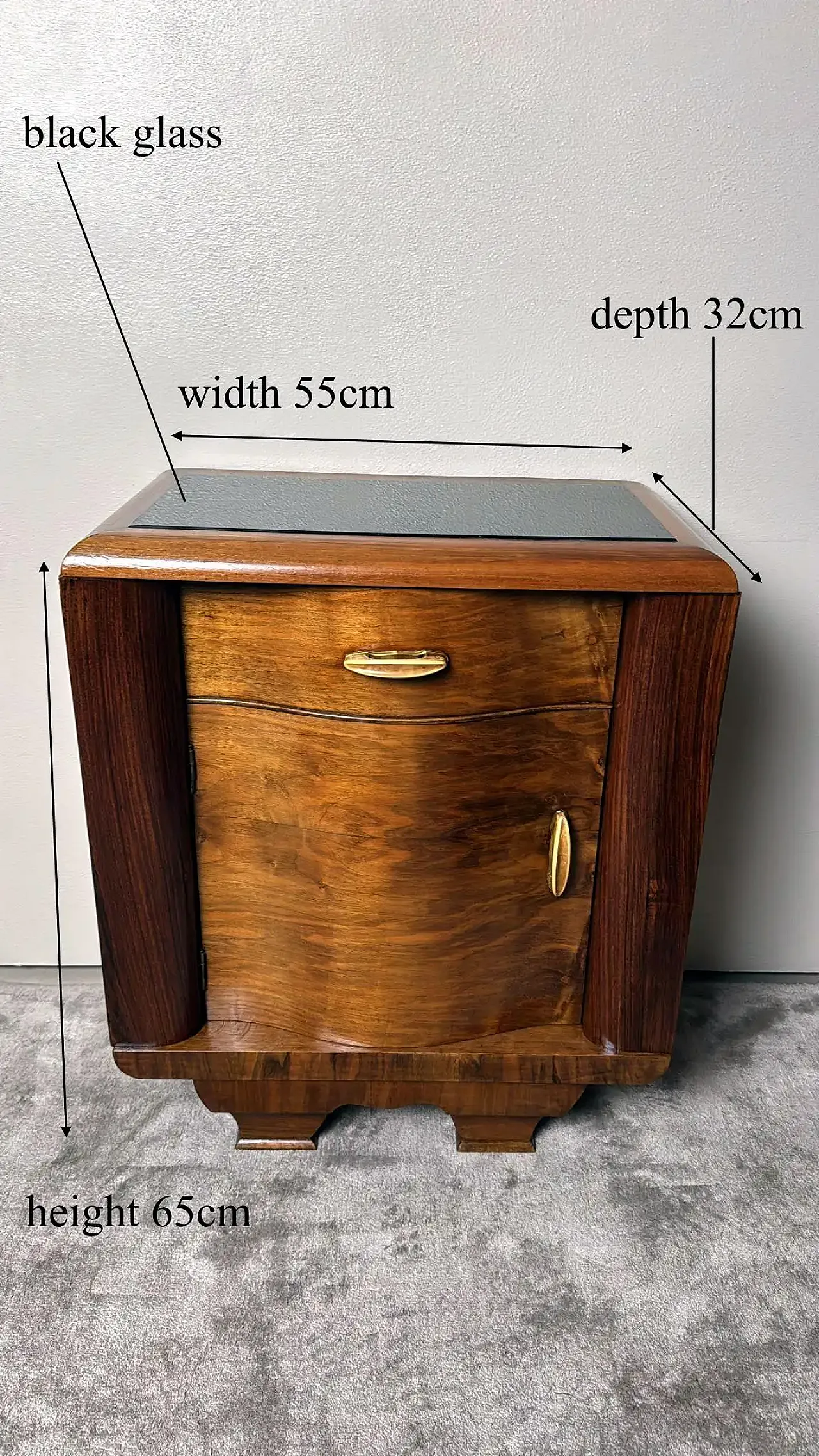 Pair of Art Deco bedside tables with black glass tops, 1930s 20