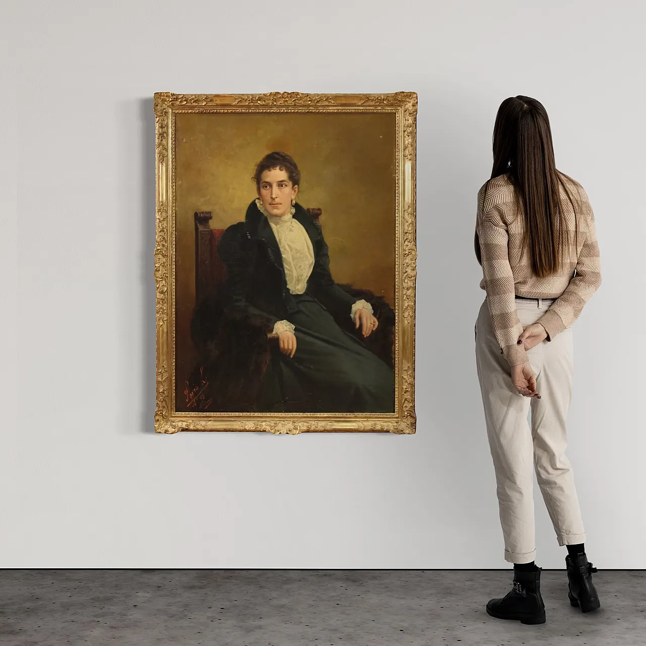 Luigi Sorio, Portrait of a lady, signed, 1898 3