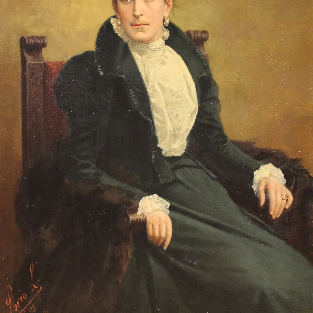 Luigi Sorio, Portrait of a lady, signed, 1898 4