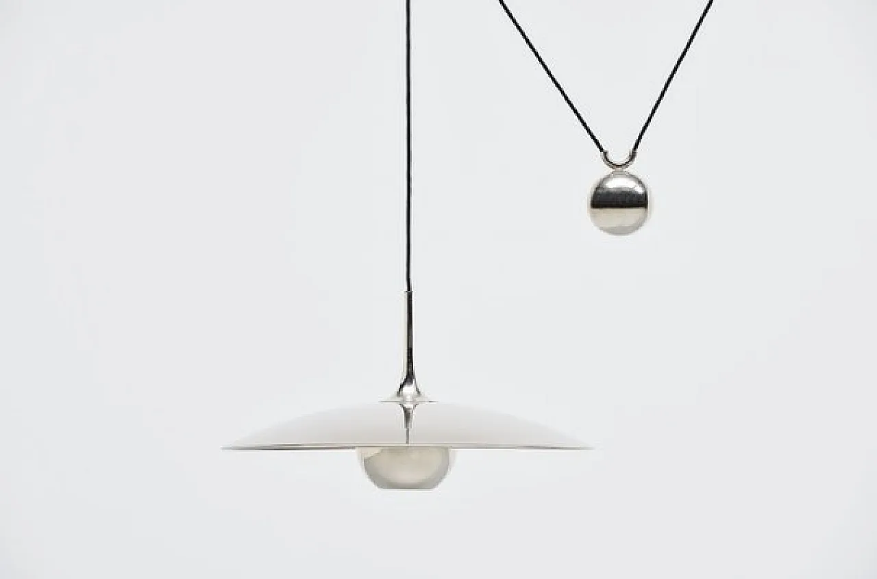 Lampada a sospensione Onos 55 in argento di Florian Schulz, anni '70 1