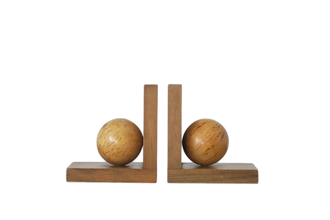 Coppia di fermalibri Mid-Century moderni in legno, anni '50 6