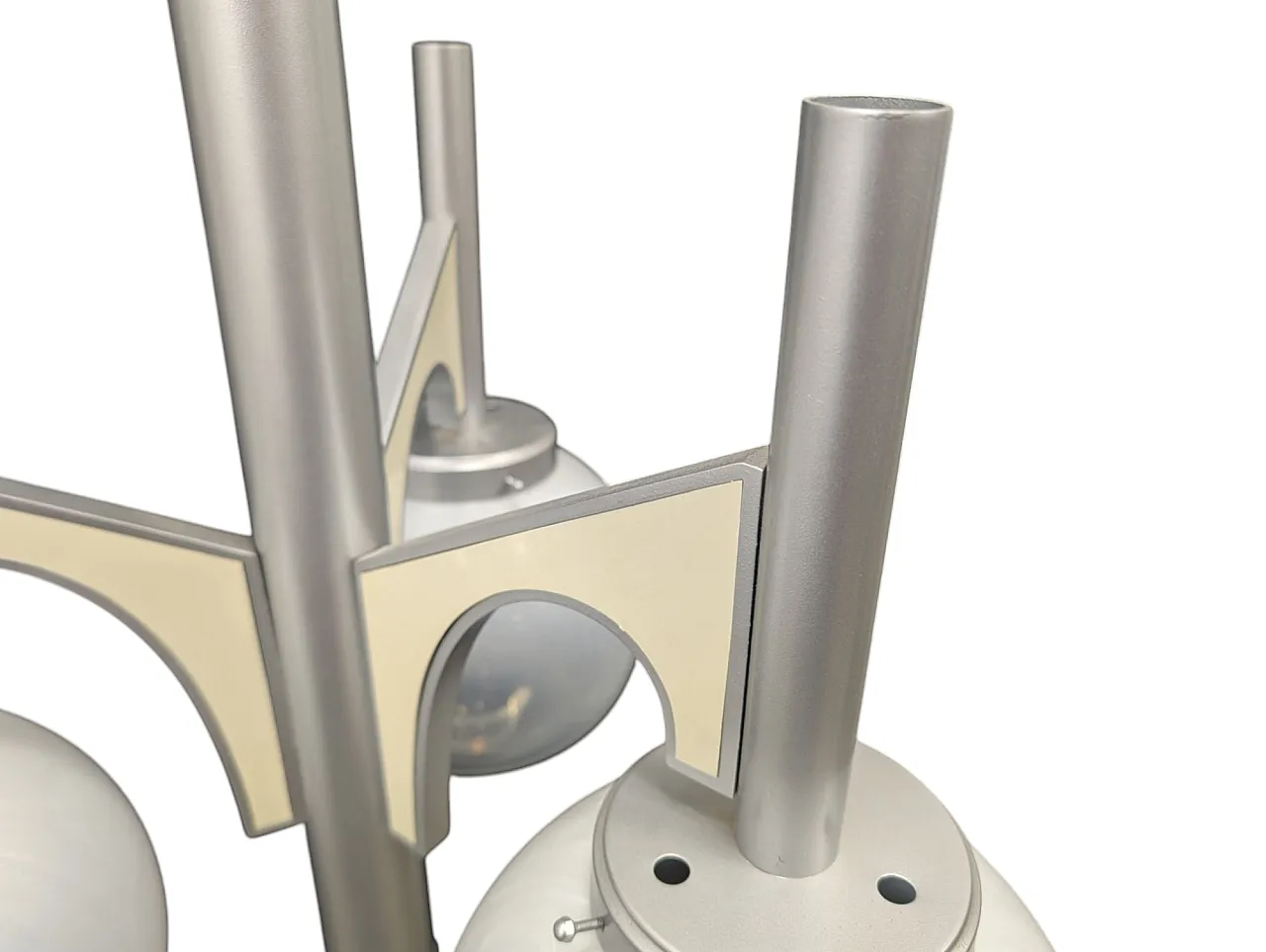 Steel and glass chandelier, 70s 4