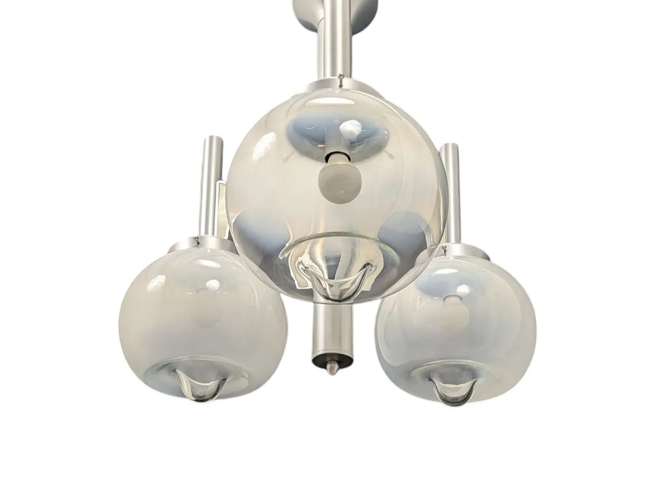 Steel and glass chandelier, 70s 5