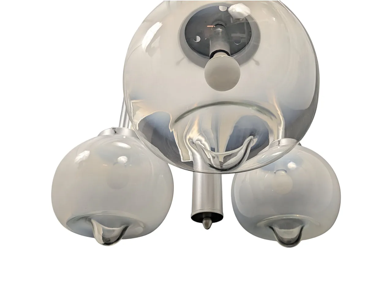 Steel and glass chandelier, 70s 6